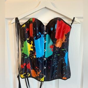 Super funky colour splash satin corset